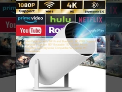 Mini Projector with WIFI 6 and Bluetooth, 4K 1080P Support Portable Projector 180° Rotatable 130'' Screen Movie Projector Auto Keystone Compatible for Laptop, PC, Smartphone 