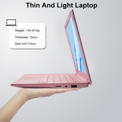 Slim Laptop 10.1 Inch IPS Panel Dual Core Intel 8GB DDR4 SSD English Keyboard Windows OS Students Business made of ABS material