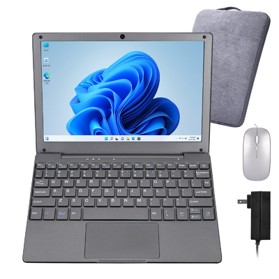 10.1 Inch Laptop with Intel Celeron N4020 CPU 8GB RAM 128GB SSD Dual Screen Built-In Camera Windows 11 Pro 0.93KG US/EU Plug