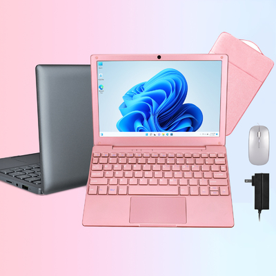 10.1 Inch Laptop with Intel Celeron N4020 CPU 8GB RAM 128GB SSD Dual Screen Built-In Camera Windows 11 Pro 0.93KG US/EU Plug
