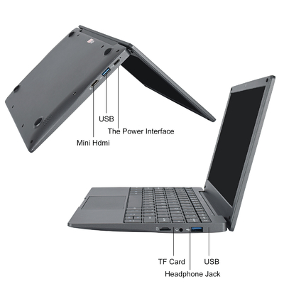 10.1 Inch Laptop with Intel Celeron N4020 CPU 8GB RAM 128GB SSD Dual Screen Built-In Camera Windows 11 Pro 0.93KG US/EU Plug