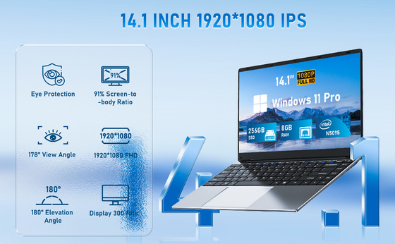 14 Inch Gaming Laptop Computer Windows 11 Pro 8GB RAM 256GB SSD FHD 1920 X 1080
