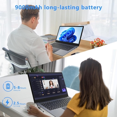 ordinateur portable de 16 pouces, 8 Go DDR 256 Go SSD portable, évolutif à 1 To, processeur quad-core Pentium jusqu'à 2,64 GHz, batterie de 9000 mAh, interface mini HDMI, interface USB3.0, WiFi à double bande, webcam, ordinateurs portables minces