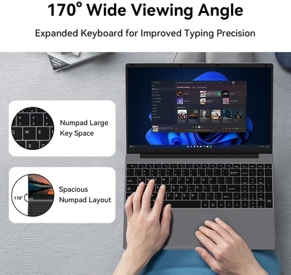 Windows 11 15,6 &quot; Full HD Laptop 512 Go SSD 12 Go DDR4 RAM Intel Jasper Lake N5095 Il est fourni avec une résolution d'écran d'environ