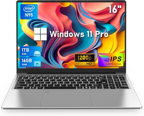 Processeur N95 16 pouces ordinateur portable de jeu 16 Go de RAM 1 TB SSD empreinte digitale Déverrouiller le WiFi 5 BT 4.2