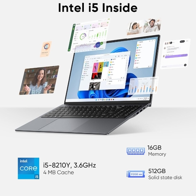 16 pouces ordinateur portable Windows 16 Go de RAM 512 Go SSD MS Office 2024 ordinateur portable Intel Core I5