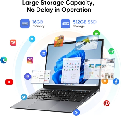 16 Go de RAM 512 Go SSD 14,1&quot; ordinateur portable Affichage QHD avec HDMI Type C