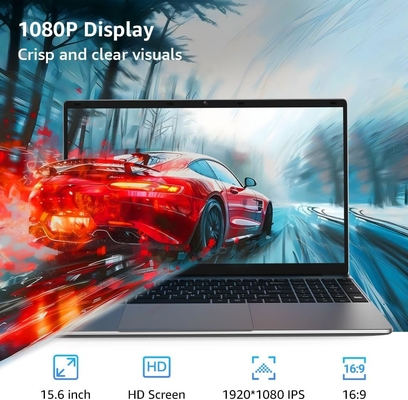 15.6' Windows 11 ordinateur portable FHD IPS Intel Celeron N5095 Processeur à 4 cœurs