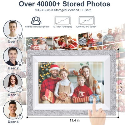 10Écran tactile de 1 pouce Cadre d'image numérique IPS HD 16GB Stockage Auto Rotation Cadre d'image vidéo