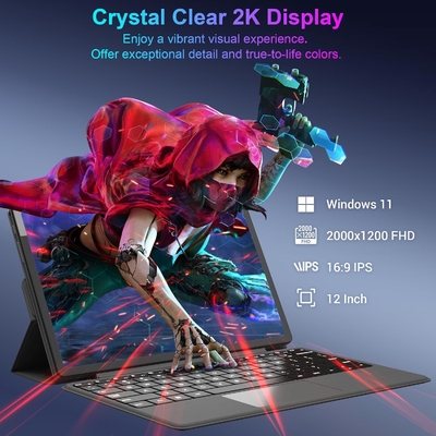 12 pouces 2K FHD IPS Quad Core N100 12 Go 512 Go Ordinateur tablette Windows 11