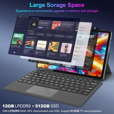 12 pouces 2K FHD IPS Quad Core N100 12 Go 512 Go Ordinateur tablette Windows 11