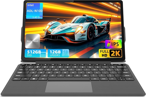 12 pouces 2K FHD IPS Quad Core N100 12 Go 512 Go Ordinateur tablette Windows 11