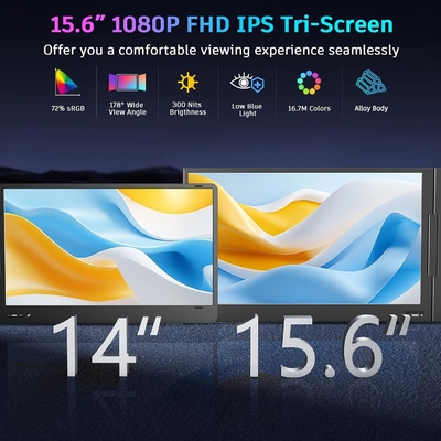 15Écran d'affichage portable ultra mince FHD IPS USB C Plug and Play Moniteur externe portable