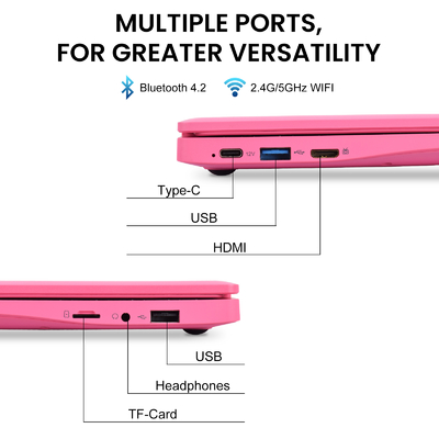 Portable Mini 10.1inch Education Laptop Computer, Windows11 Netbook, Intel Celeron N4000 CPU 8GB RAM 250GB SSD HD IPS Screen, Laptop Computer for Learning, Office Work