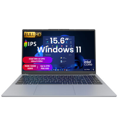 15.6 Inch Slim Windows Laptop with Intel Core Ultra 5 and 16GB/32GB/64GB DDR5 RAM AI Business Laptop