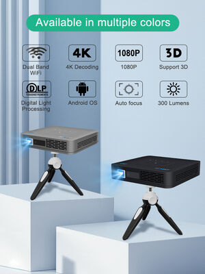 Portable DLP 3D Smart Projector with 1080P Resolution, Android 9.0 OS, and Built-in Battery for Anytime Anywhere Viewing