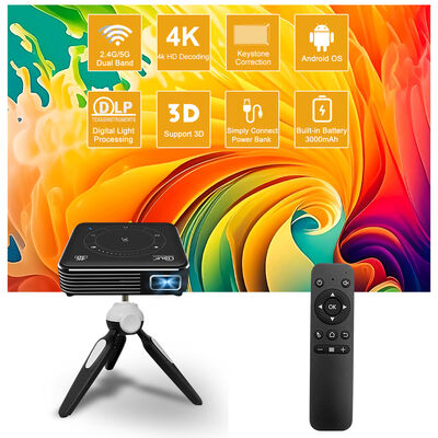 P11 Mini Smart DLP Projector with Built-in Battery, Amlogic T972 Chip, and Android 9.0 OS for Anytime Anywhere Viewing