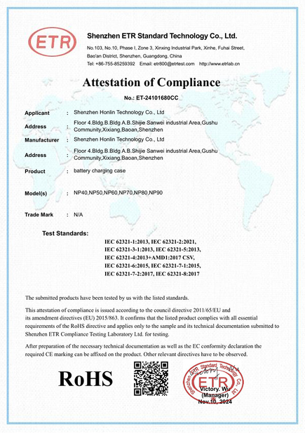 Chine Shenzhen Honglin Electonic Co., Ltd. certifications