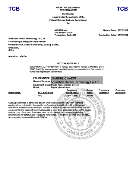 Chine Shenzhen Honglin Electonic Co., Ltd. certifications